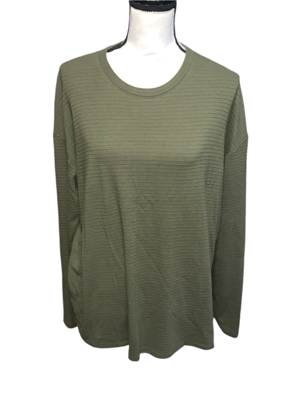 Maurices 24/7 Olive Green Women's Long Sleeve Ribbed Top